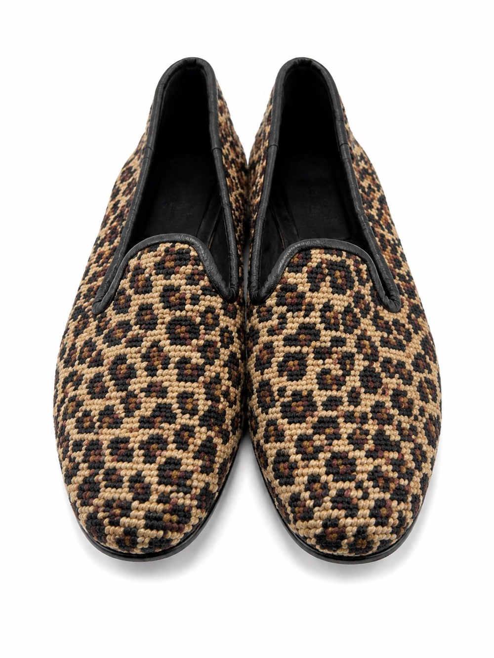 The Larkspur Collection Leopard Print Smoking Slippers Loafers Sz‎ 9 Woven Flats